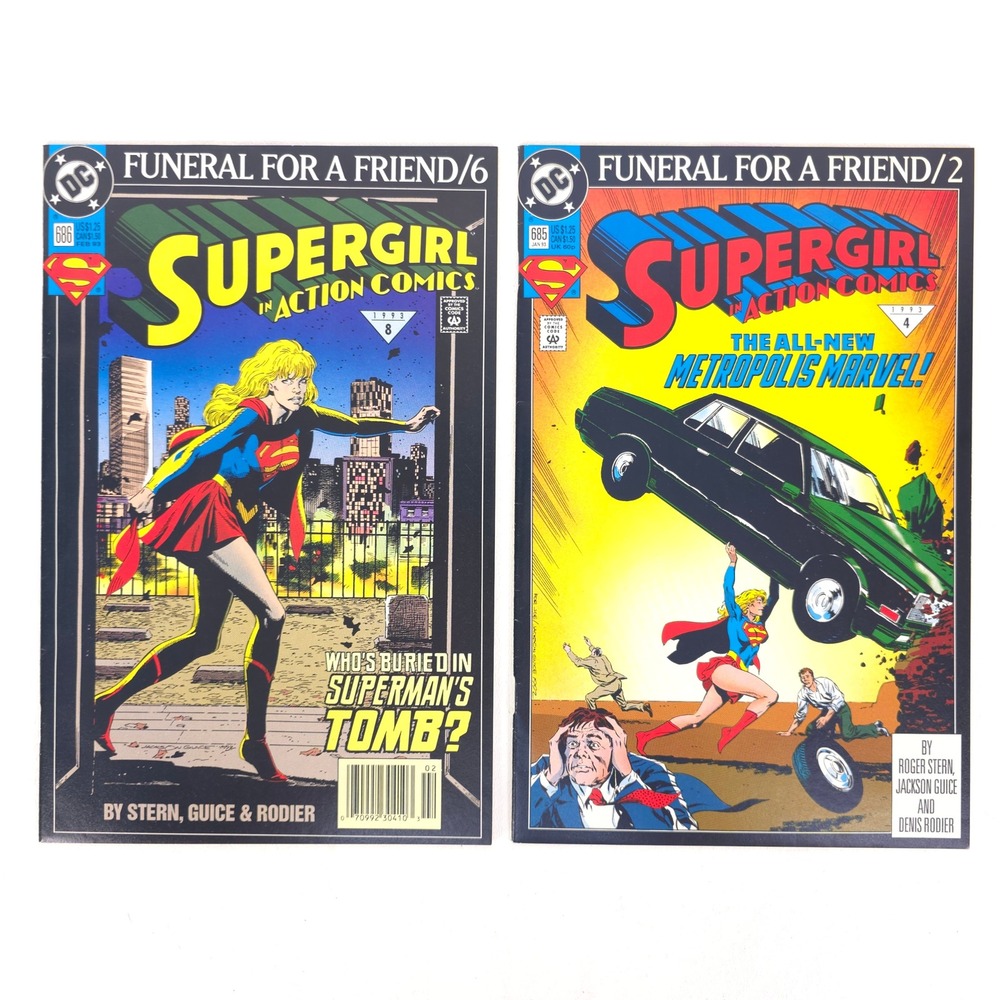 Vintage 1990s DC Supergirl in Action‎ Comics Funeral for a Friend Issues 685 686